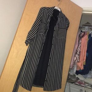 Express black and white button down dress